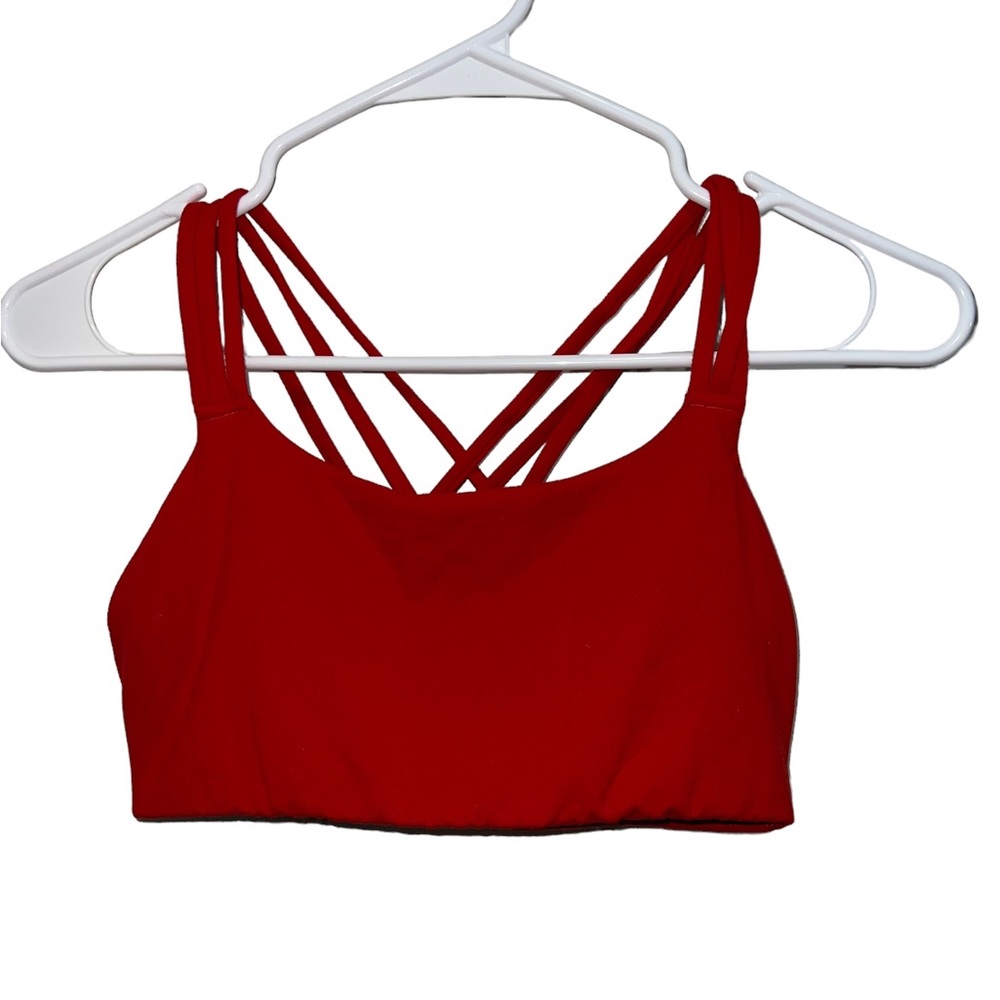 Athleta Fully Focused Bright Red Strappy Sports Bra - Picture 2 of 5